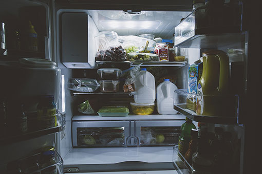 Image of an open refrigerator
